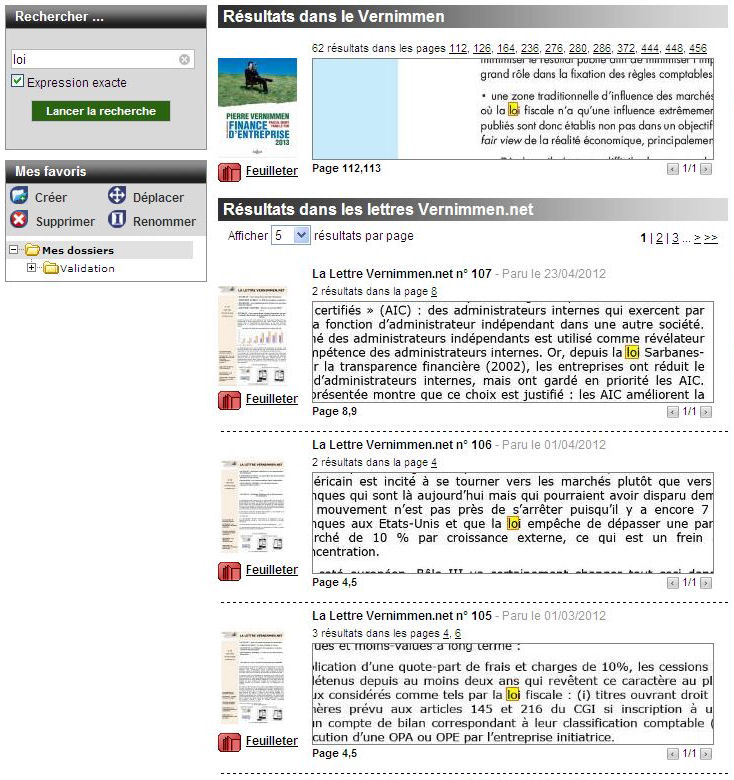 affichage des extraits d'ouvrages
