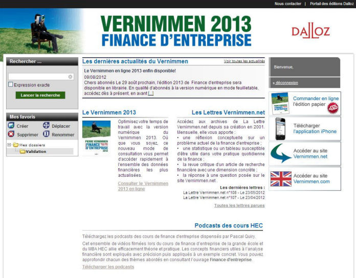 Page d'accueil de la Bibliothèque Numérique Dalloz